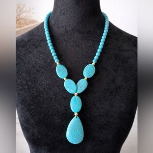 Turquoise Style Statement Necklace | Western Boho Drop Pendant Necklace